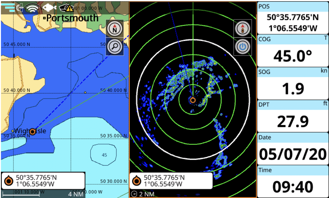 Sovrapposizione radar su mappa per un orientamento immediato