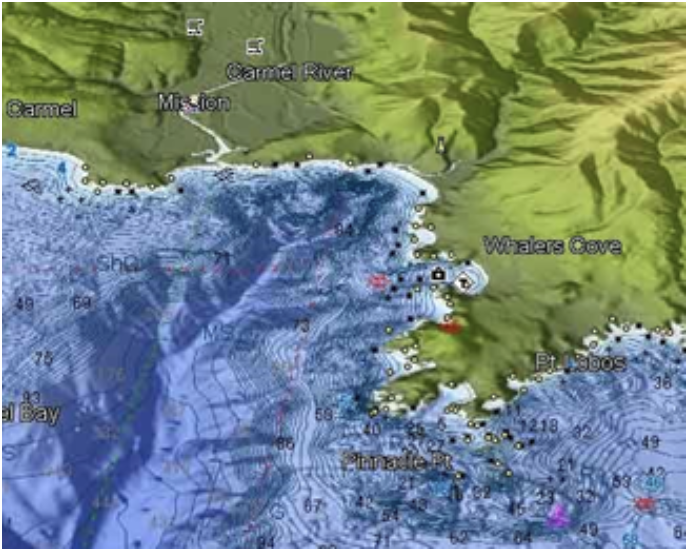 C-MAP 4D — vista batimetrica 3D