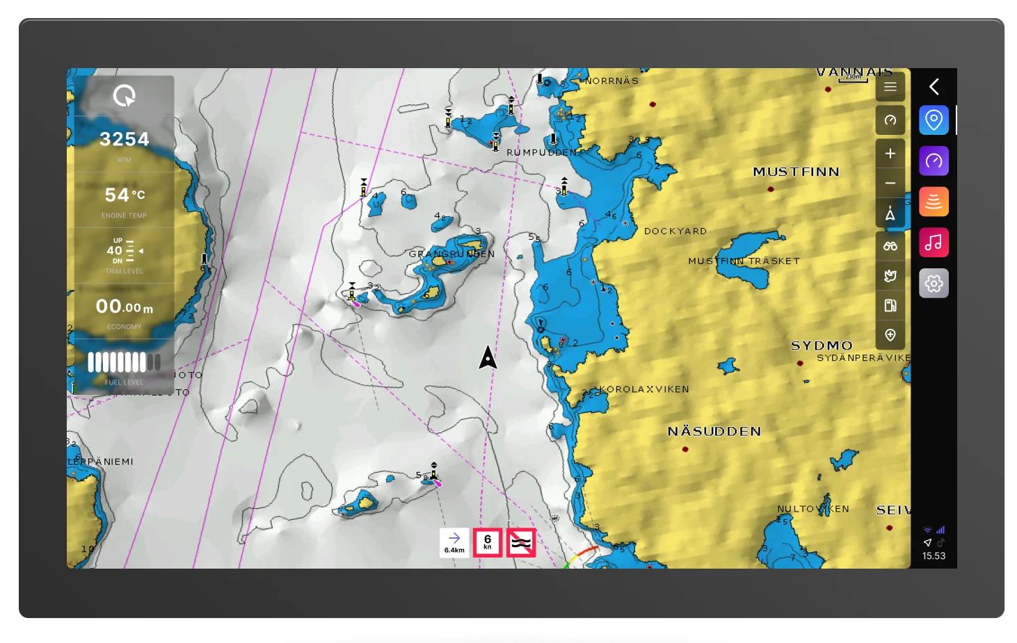 Q Display 16 — chartplotter Serie Q, vista frontale